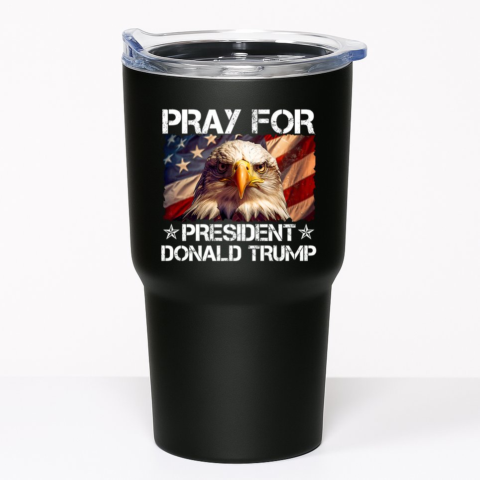 Pray For President Donald Trump American Flag Eagle Tumbler