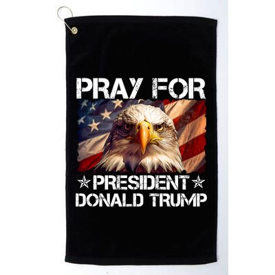 Pray For President Donald Trump American Flag Eagle Golf Towel