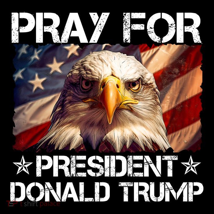 Pray For President Donald Trump American Flag Eagle Women's V-Neck T-Shirt