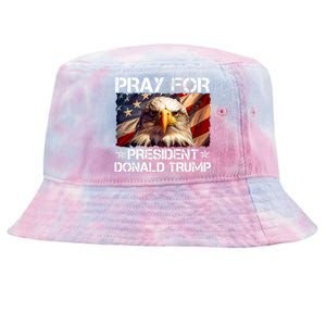 Pray For President Donald Trump American Flag Eagle Tie-Dyed Bucket Hat