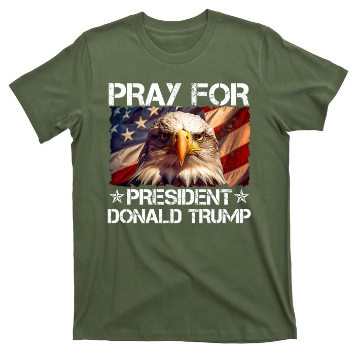 Pray For President Donald Trump American Flag Eagle T-Shirt