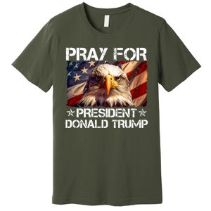 Pray For President Donald Trump American Flag Eagle Premium T-Shirt