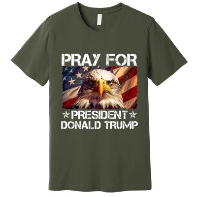 Pray For President Donald Trump American Flag Eagle Premium T-Shirt