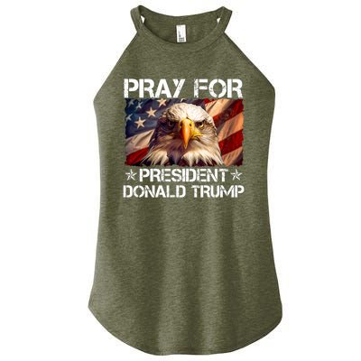 Pray For President Donald Trump American Flag Eagle Women’s Perfect Tri Rocker Tank