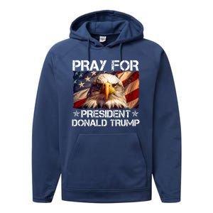 Pray For President Donald Trump American Flag Eagle Performance Fleece Hoodie