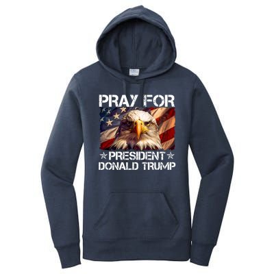 Pray For President Donald Trump American Flag Eagle Women's Pullover Hoodie