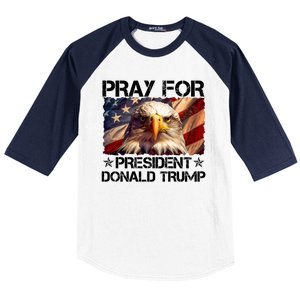 Pray For President Donald Trump American Flag Eagle Baseball Sleeve Shirt