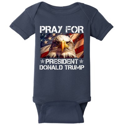 Pray For President Donald Trump American Flag Eagle Baby Bodysuit