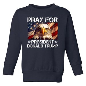 Pray For President Donald Trump American Flag Eagle Toddler Sweatshirt