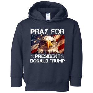 Pray For President Donald Trump American Flag Eagle Toddler Hoodie