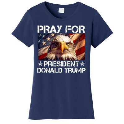 Pray For President Donald Trump American Flag Eagle Women's T-Shirt