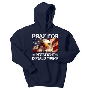 Pray For President Donald Trump American Flag Eagle Kids Hoodie