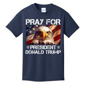 Pray For President Donald Trump American Flag Eagle Kids T-Shirt