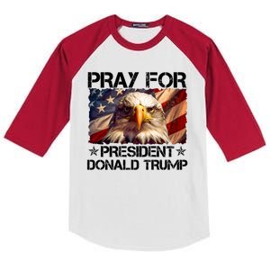 Pray For President Donald Trump American Flag Eagle Kids Colorblock Raglan Jersey