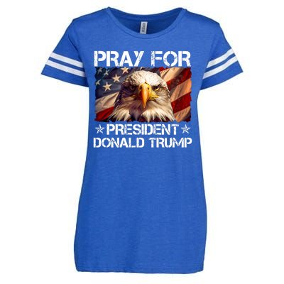 Pray For President Donald Trump American Flag Eagle Enza Ladies Jersey Football T-Shirt