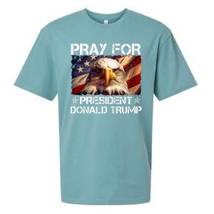 Pray For President Donald Trump American Flag Eagle Sueded Cloud Jersey T-Shirt