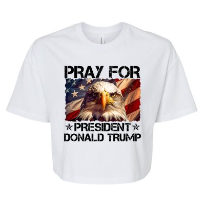 Pray For President Donald Trump American Flag Eagle Bella+Canvas Jersey Crop Tee