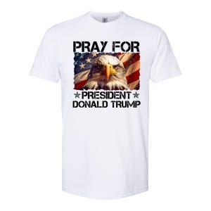 Pray For President Donald Trump American Flag Eagle Softstyle CVC T-Shirt