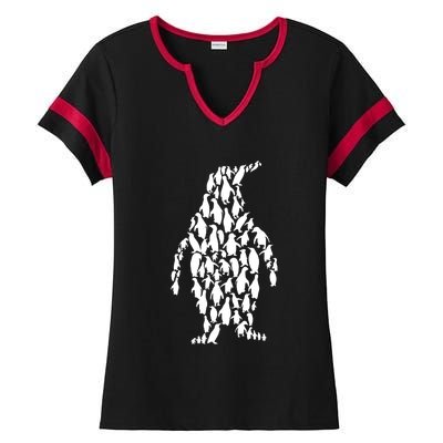 Penguin Funny Ladies Halftime Notch Neck Tee