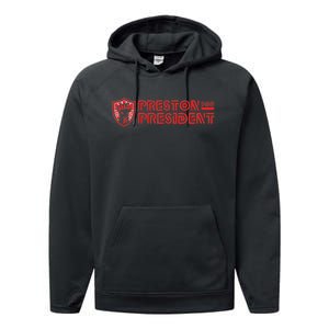 Preston For President Logo Performance Fleece Hoodie