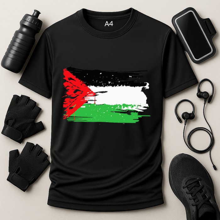 Palestine Flag Cooling Performance Crew T-Shirt