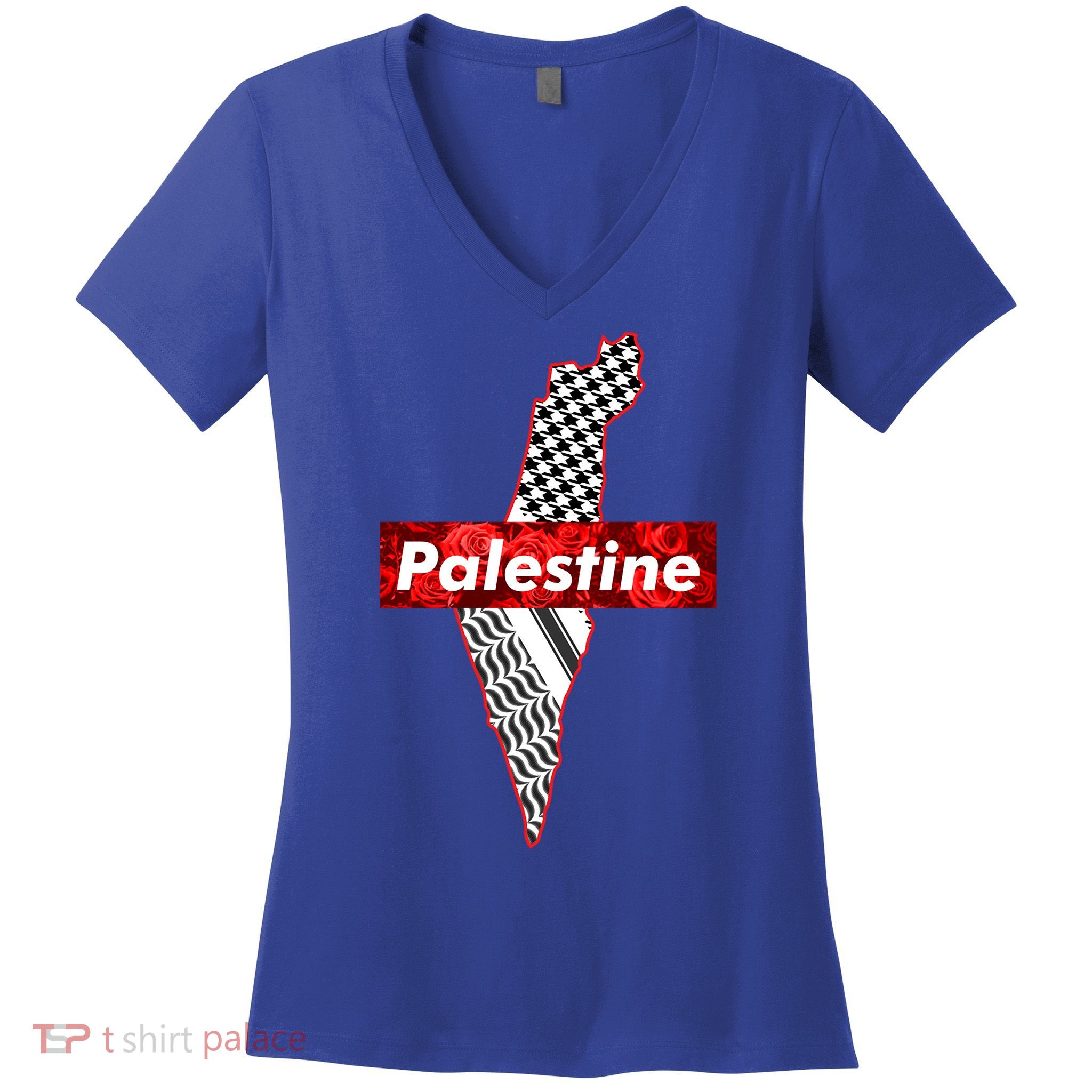 Palestine Free Palestine Free Gaza Palestine Flag Arabic Cool Gift Women's V-Neck T-Shirt