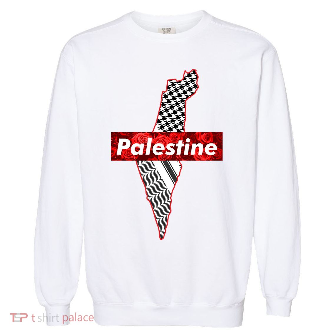 Palestine Free Palestine Free Gaza Palestine Flag Arabic Cool Gift Garment-Dyed Sweatshirt