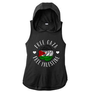 Palestine Free Palestine Free Gaza Palestine Flag Arabic Ladies PosiCharge Tri-Blend Wicking Draft Hoodie Tank