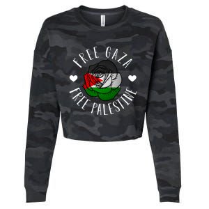 Palestine Free Palestine Free Gaza Palestine Flag Arabic Cropped Pullover Crew