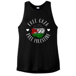 Palestine Free Palestine Free Gaza Palestine Flag Arabic Ladies PosiCharge Tri-Blend Wicking Tank