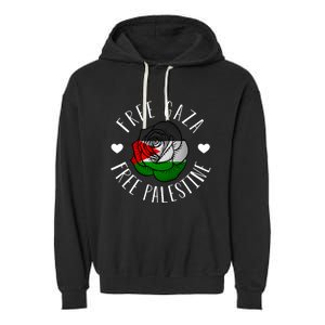 Palestine Free Palestine Free Gaza Palestine Flag Arabic Garment-Dyed Fleece Hoodie