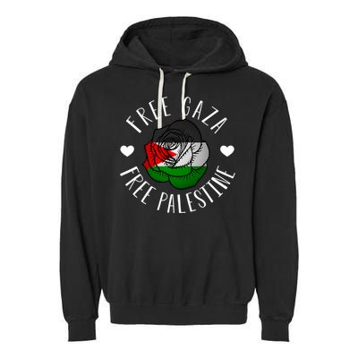 Palestine Free Palestine Free Gaza Palestine Flag Arabic Garment-Dyed Fleece Hoodie