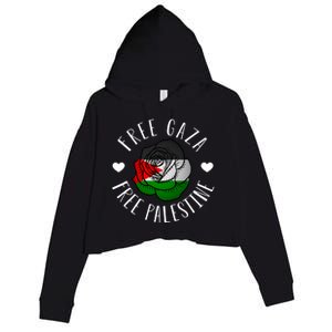 Palestine Free Palestine Free Gaza Palestine Flag Arabic Crop Fleece Hoodie