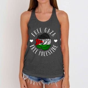 Palestine Free Palestine Free Gaza Palestine Flag Arabic Women's Knotted Racerback Tank