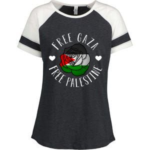 Palestine Free Palestine Free Gaza Palestine Flag Arabic Enza Ladies Jersey Colorblock Tee