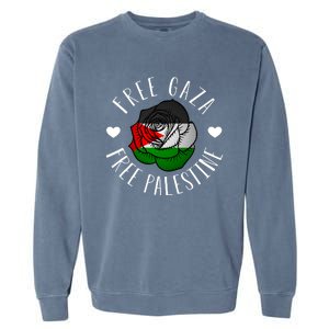 Palestine Free Palestine Free Gaza Palestine Flag Arabic Garment-Dyed Sweatshirt