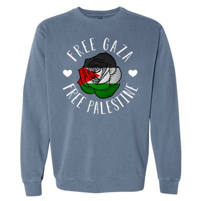 Palestine Free Palestine Free Gaza Palestine Flag Arabic Garment-Dyed Sweatshirt