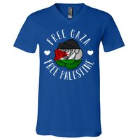 Palestine Free Palestine Free Gaza Palestine Flag Arabic V-Neck T-Shirt