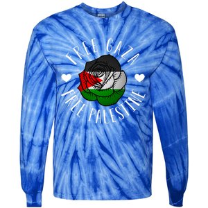 Palestine Free Palestine Free Gaza Palestine Flag Arabic Tie-Dye Long Sleeve Shirt