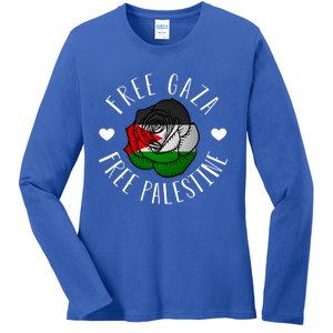 Palestine Free Palestine Free Gaza Palestine Flag Arabic Ladies Long Sleeve Shirt