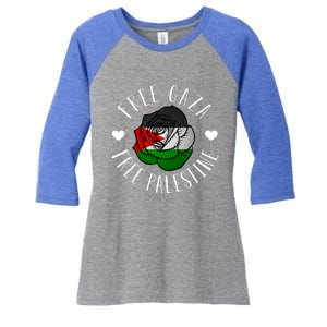 Palestine Free Palestine Free Gaza Palestine Flag Arabic Women's Tri-Blend 3/4-Sleeve Raglan Shirt