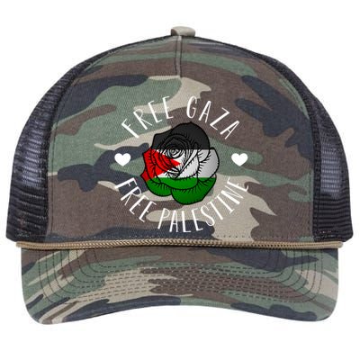 Palestine Free Palestine Free Gaza Palestine Flag Arabic Retro Rope Trucker Hat Cap