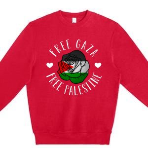 Palestine Free Palestine Free Gaza Palestine Flag Arabic Premium Crewneck Sweatshirt