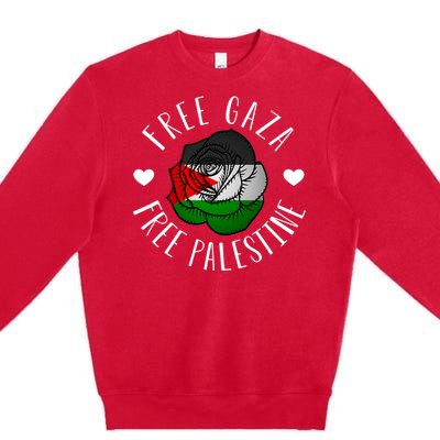 Palestine Free Palestine Free Gaza Palestine Flag Arabic Premium Crewneck Sweatshirt