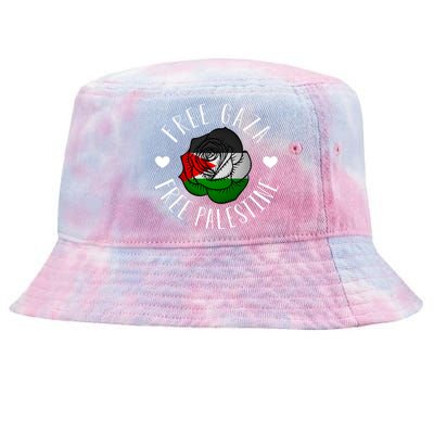 Palestine Free Palestine Free Gaza Palestine Flag Arabic Tie-Dyed Bucket Hat