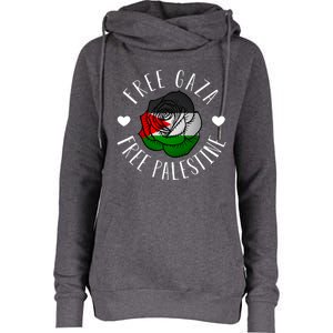 Palestine Free Palestine Free Gaza Palestine Flag Arabic Womens Funnel Neck Pullover Hood