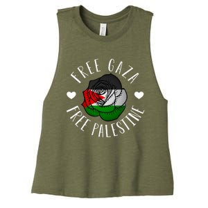 Palestine Free Palestine Free Gaza Palestine Flag Arabic Women's Racerback Cropped Tank