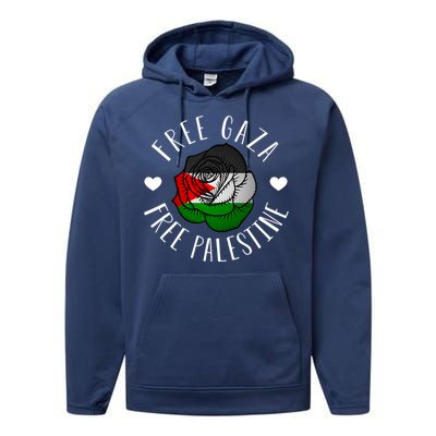 Palestine Free Palestine Free Gaza Palestine Flag Arabic Performance Fleece Hoodie