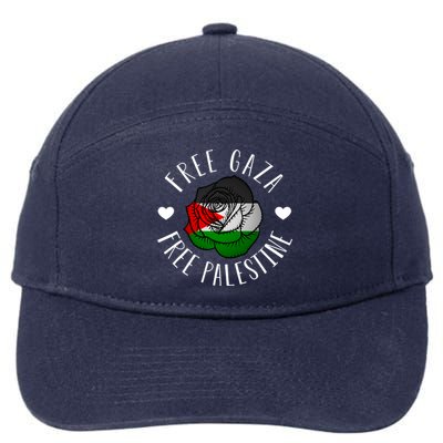 Palestine Free Palestine Free Gaza Palestine Flag Arabic 7-Panel Snapback Hat