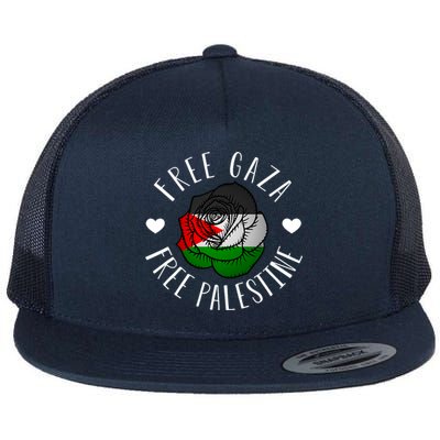 Palestine Free Palestine Free Gaza Palestine Flag Arabic Flat Bill Trucker Hat